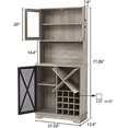 thumbnail image 2 of Bar Cabinet for Liquor and Glasses,Farmhouse Corner Kitchen Cabinet with Wine Rack and Open Adjustable Storage Shelves,Metal Wood Doors for Home,Living Room,Dining Room（C, 2 of 7