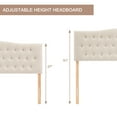 thumbnail image 4 of Weture Tufted Upholstered Arched Queen Headboard, Adjustable Height, Button Diamond Design, Beige, 4 of 7
