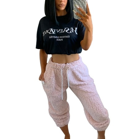 

Fashion Autumn Winter Women Plush Fluffy Pajama Pant Warm Fleece Lounge Pants Sleepwear Bottoms with Pockets
