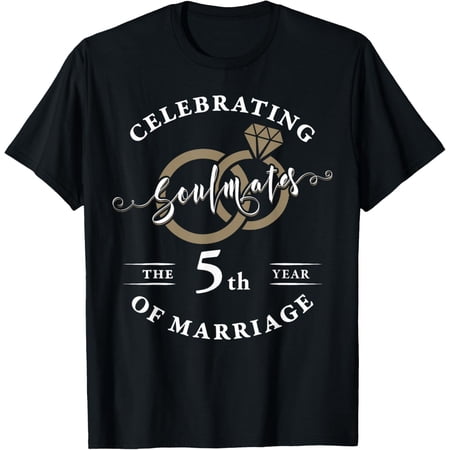 5 Year 5th Wedding Anniversary Husband Wife Couples Matching T-ShirtMen s and women s gift black and white T-shirt size: Extra large S-4XL