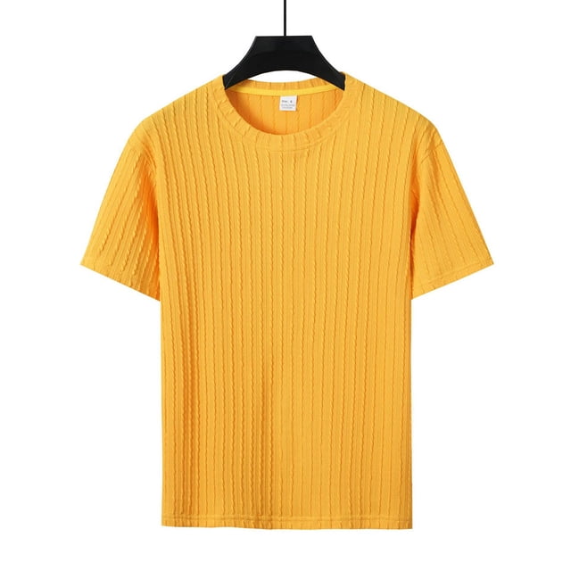 pstuiky Camisas de manga corta para hombre, Camisas casuales de manga corta con cuello redondo y textura de color sólido para hombre camisetas de hombre xl