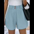 thumbnail image 4 of Pantalones Cortos de Trabajo Informales para Mujer, de Verano 2025, con Cintura Alta Elástica, Plisados, Aberturas Laterales y Bolsillos. Azul XXL, 4 of 9