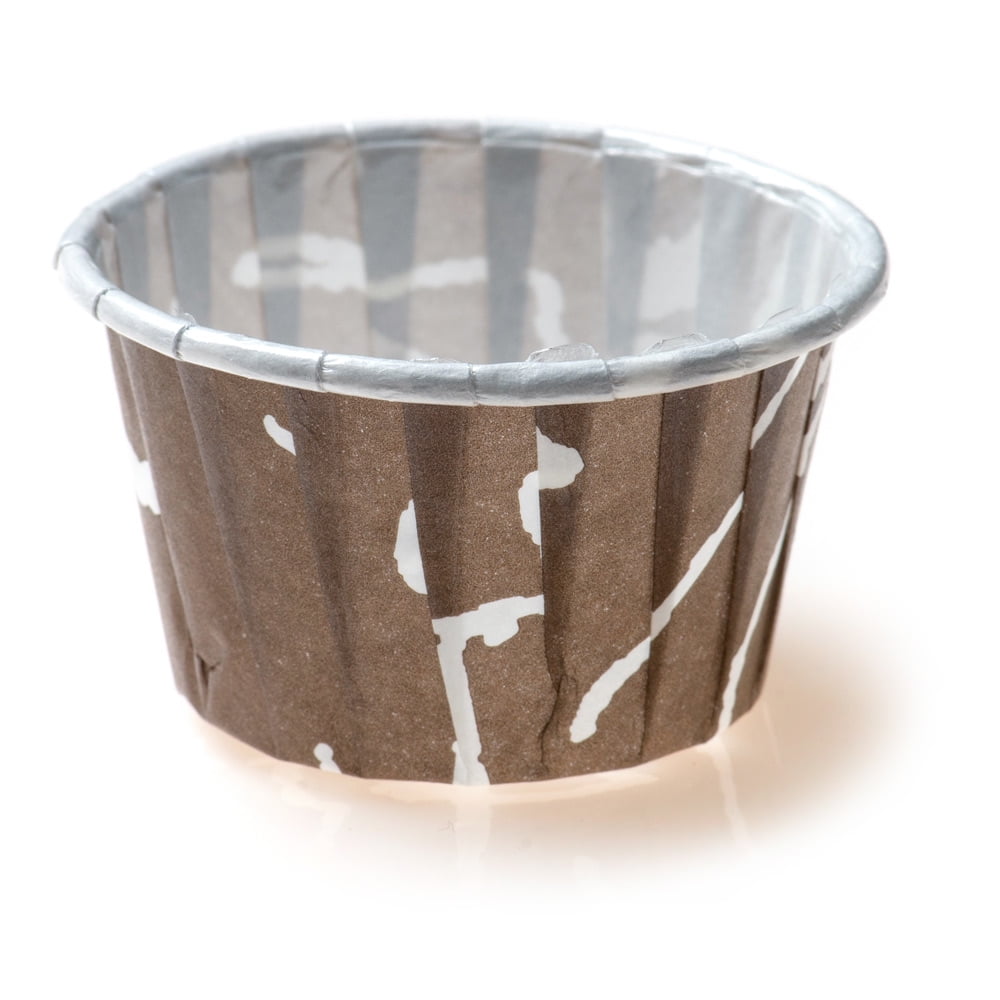 Panificio 5 oz Elliptical Chocolate Wisp Paper Large Baking Cup - Ridged -  4 1/2 x 2 1/2 x 1 1/4 - 200 count box