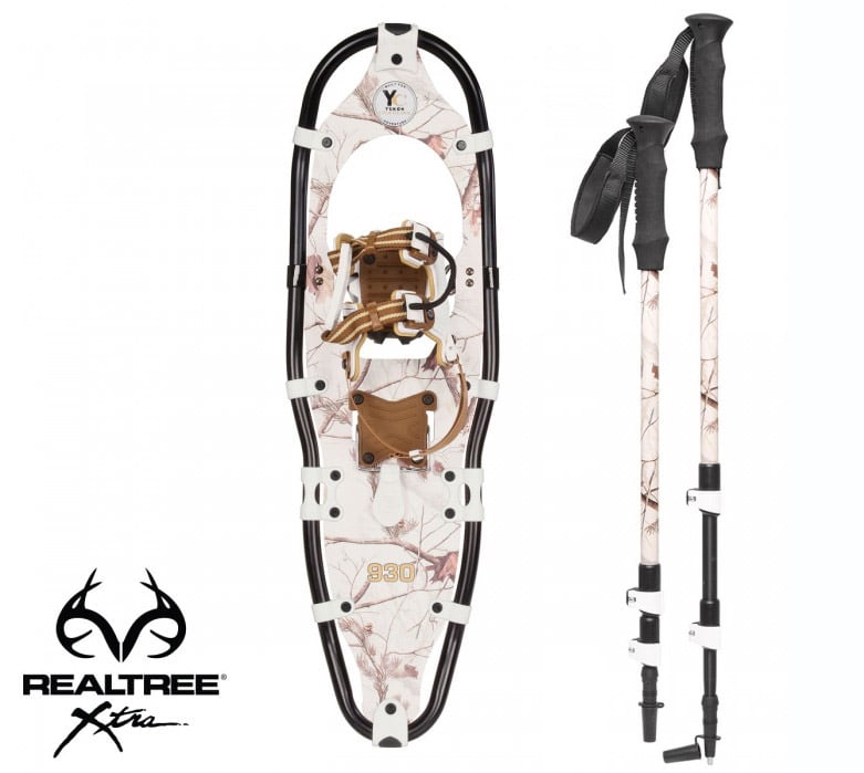 Yukon Charlie's REALTREE Xtra Aluminum Snowshoes(up to 200lbs) Snow Camo w poles by