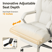 OKUP Executive Reclining Office Chair with Footrest, Microfiber Leather 160° Recline, Cream, Big and Tall 420lbs