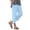 Light Blue, variant on Linen Pants for Women Casual Wide Leg Elastic Waist Ankle-Length Straight Leg Pants with Slit Solid Color Comfy Spring Summer Vacation, White XXL