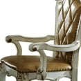 thumbnail image 3 of Benzara Wood & Leather Dining Chair with Armrests in White and Brown (Set of 2), 3 of 5