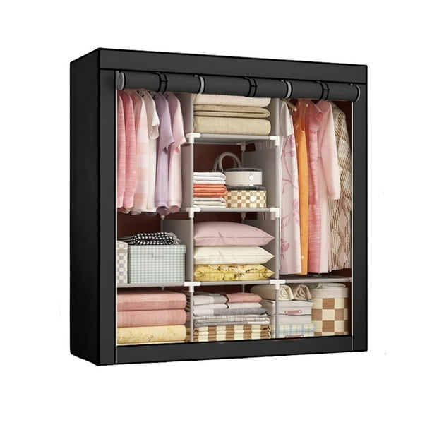 Closet Organizador Armable de Acero Inoxidable | Armario de Almacenamiento para Ropa | Ropero Portatil | Mueble de Tela Impermeable con Cierre | Perchero Guardaropa para Recamara
