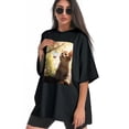 thumbnail image 3 of Plus Size Shirt for Women Black Tops for Women Oversized Short Sleeves Shirt for Women Cats T Shirt Crewneck Shirt for Women XL, 3 of 5