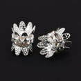 thumbnail image 2 of Brass Rhinestone Bead Caps Cap Spacer Flower Silver Color Plated Clear Size: about 8mm in diameter 9mm thick hole: 0.8mm, 2 of 6