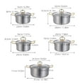 thumbnail image 3 of UEETEK Stainless Steel Cooking Pots, Golden, Efficient Heat, Safe Handling, 5Sets, 3 of 11