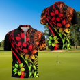 thumbnail image 4 of Aplkyhs Matching Golf Shirts for Couple Quarter Zip Red Polynesian Flower Men's Casual Short Sleeve Cool Golf Shirts 4-Way Stretch for Golf,Tennis,Hiking,Running,Gym Breathable Fabric, 4 of 6