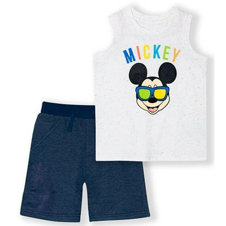 

Disney Junior Toddler Boy s Mickey Mouse Cream Tank Top & Navy Short Set - 2T