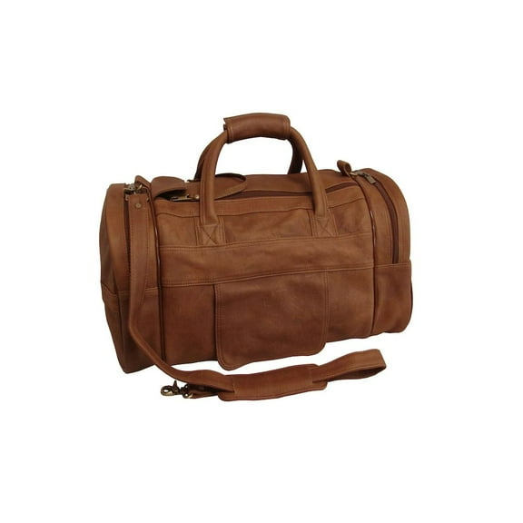 AmeriLeather20" Leather Duffel Bag - Dual Zipper Travel Gym Bag with Shoulder Strap-Color:Brown