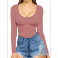 thumbnail image 1 of Womens Scoop Neck Long Sleeve Slim Fit T Shirt Tunic Tops Tee Rouge S, 1 of 9