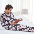 thumbnail image 6 of Haiem Leaves Flower Pattern Men’s Long-sleeve Sleepwear,Sleepwear Set,2-piece Loungewear Set,Soft PJs Comfy Nightwear with Pockets-Medium, 6 of 7