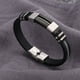 thumbnail image 1 of Pulsera para Hombre Silicona Negra, Acero Inoxidable 22 CM Metal Punk Pulsera Personalizada Joyería para niño Accesorio de Disfraz Regalo para el día de San Valentín Cumpleaños Navidad, 1 of 5
