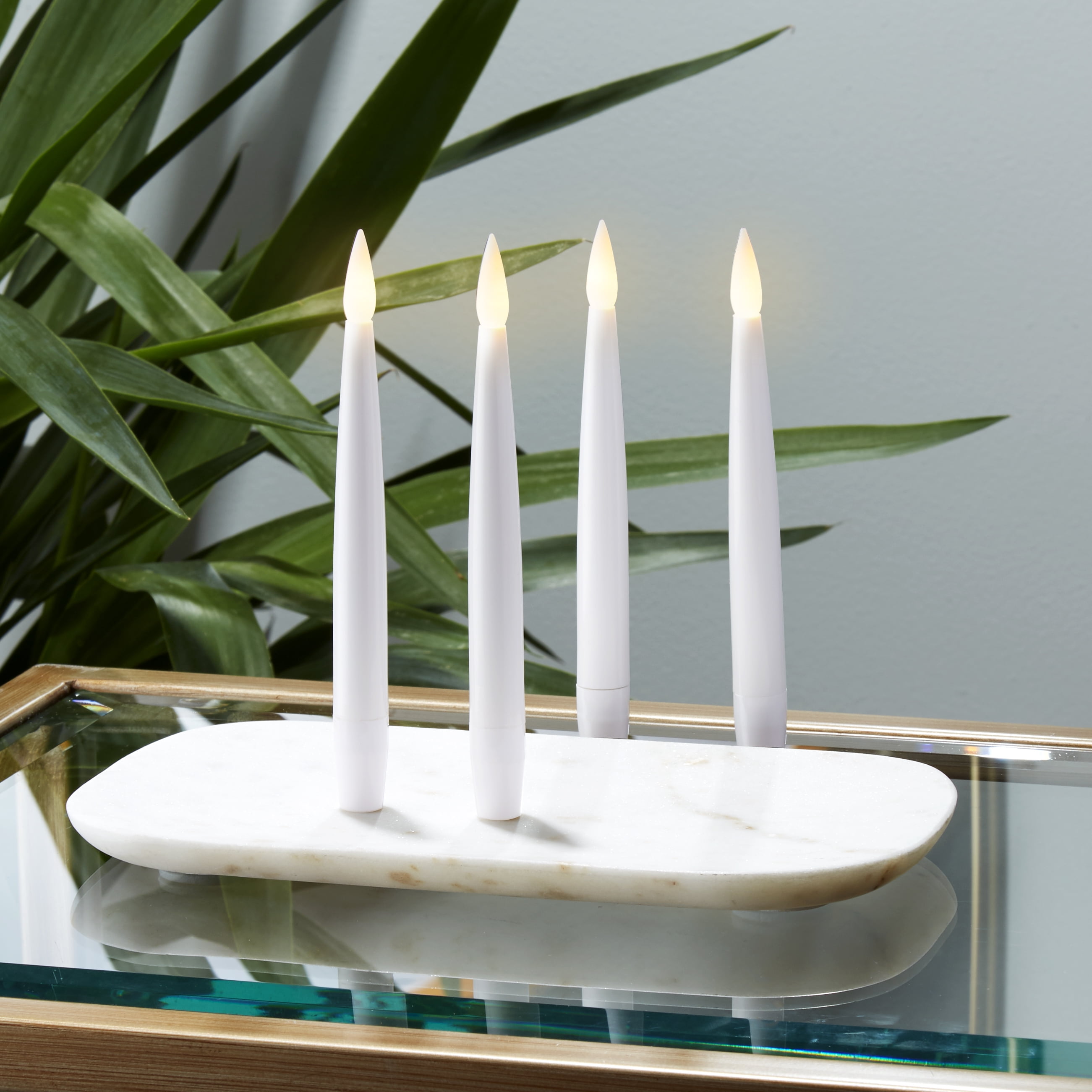 LampLust Taper Candles Battery Operated, 10 Inch, Set of 10 Flickering  Flameless Candles, Ivory Wax, Timer and Batteries Included, Flameless  Candles
