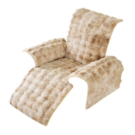 Plush Recliner Slipcover Home Fluffy Recliner Chair Slipcover Non Back Fuzzy Fluffy Reclining Couch Cover Soft Comfort Sofa Slipcover Washable Furniture Protector (Light Brown)