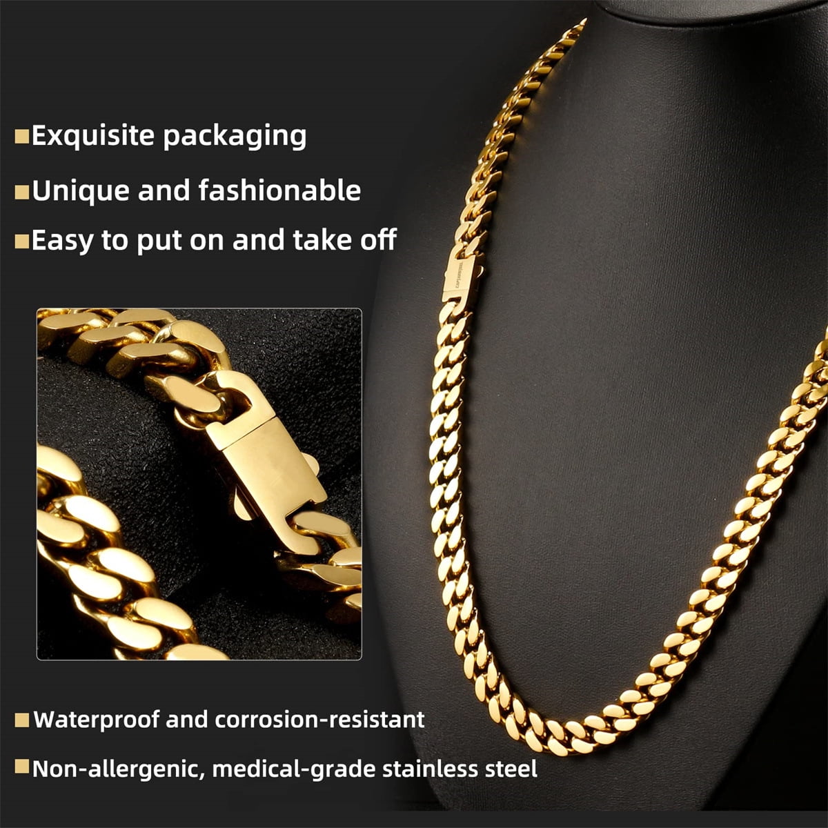 Italian Solid 18k Gold Over 925 Sterling Silver Chain Necklace for Men Women, 3.5mm, 5mm Diamond Cut Cuban Link Chain, Sturdy & Shiny & Not Easy to Fade & Comfortable 16 18 20 22 24 26 Inch