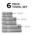 thumbnail image 5 of Regency Heights 6-Piece Bath Towel Set, 100% Turkish Cotton Bath Towels, Quick Dry, Absorbent Bath Towels, Hand Towels, Wash Towels, Light Grey, 5 of 8