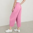 thumbnail image 4 of MIASHUI Girls' Pants Straight Leg Casual Bottoms Solid Drawstring Elastic Waist Trousers,Pink,5-6 Years, 4 of 8
