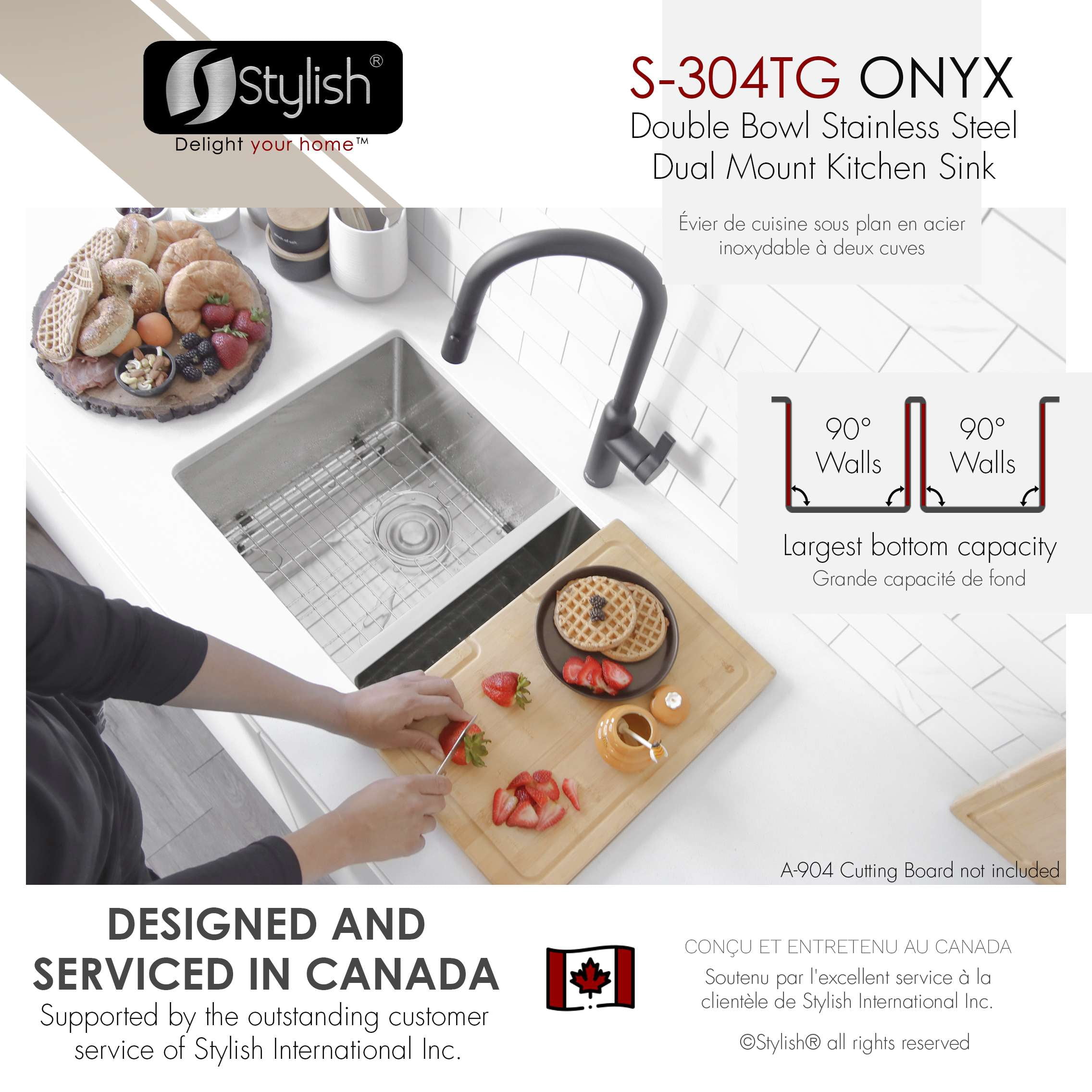 Styluxe Undermount Kitchen Sink 32" X 18" – 16G Stainless Steel, Double Bowl, 10" Deep, With Grids & Basket Strainers