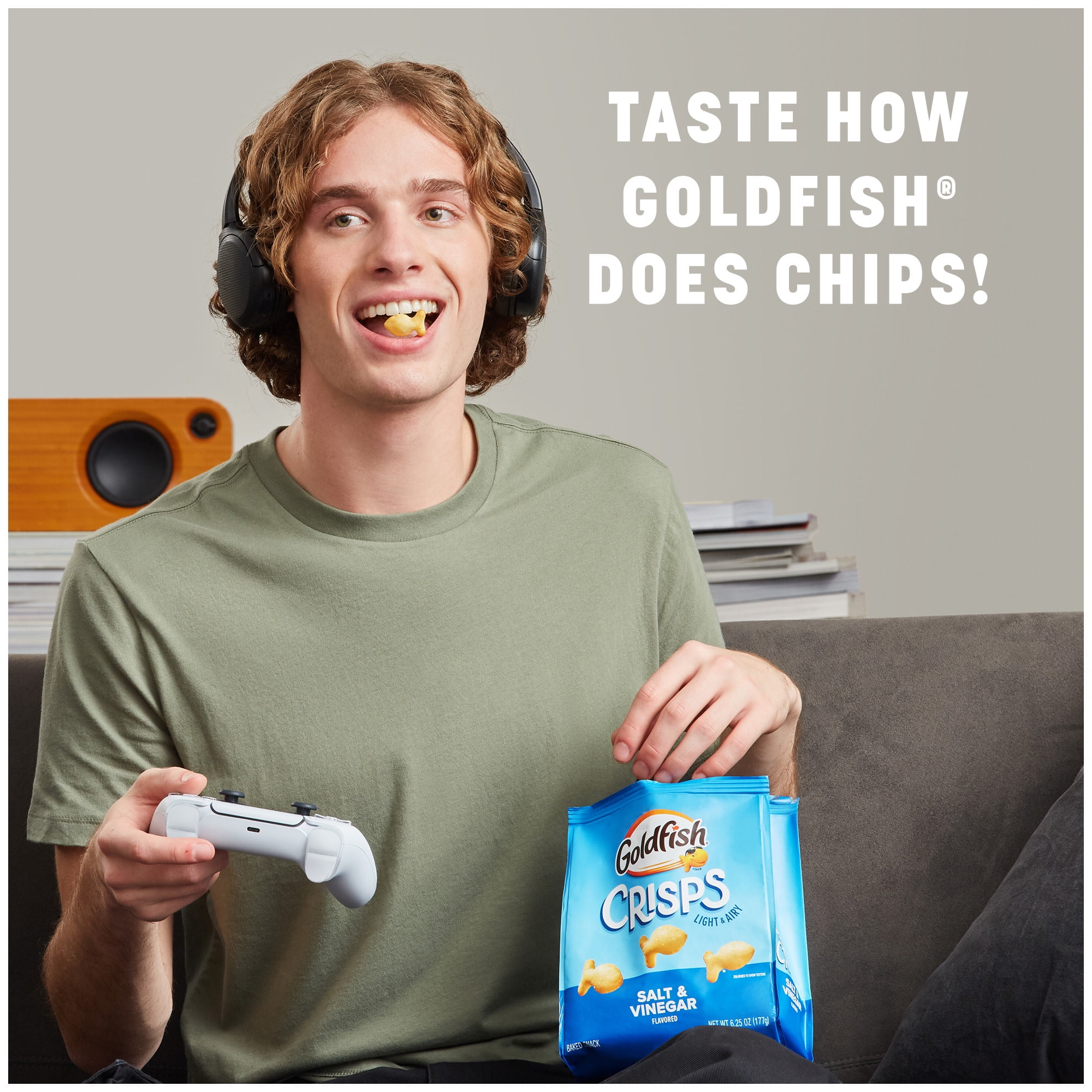 (3 pack) Goldfish Crisps Salt & Vinegar Flavored Baked Chip Crackers, 6.25 oz Bag