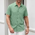 thumbnail image 1 of Blusa y camisa de manga corta con cuello vuelto para hombre, color liso, informal, holgada, con botones, de poliéster, 1 of 8
