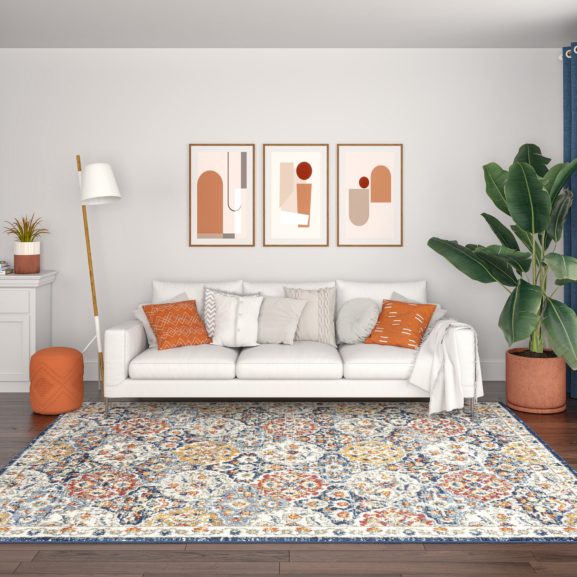 Chelsea Transitional Oriental 8'10'' x 12'2'' Navy and Gold Polypropylene Indoor Area Rug, 9' x 12'