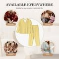 thumbnail image 7 of Fuzoiu Yellow Gingham Print Women's Long-Sleeved Pajama,Lounge Button Down Nightwear,Womens Notch Collar Pajama Set-X-Large, 7 of 7