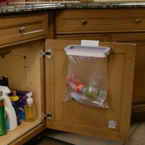 2pcs Kitchen Garbage Bag Cupboard Hanging Racks Holders Trash Storage Black 