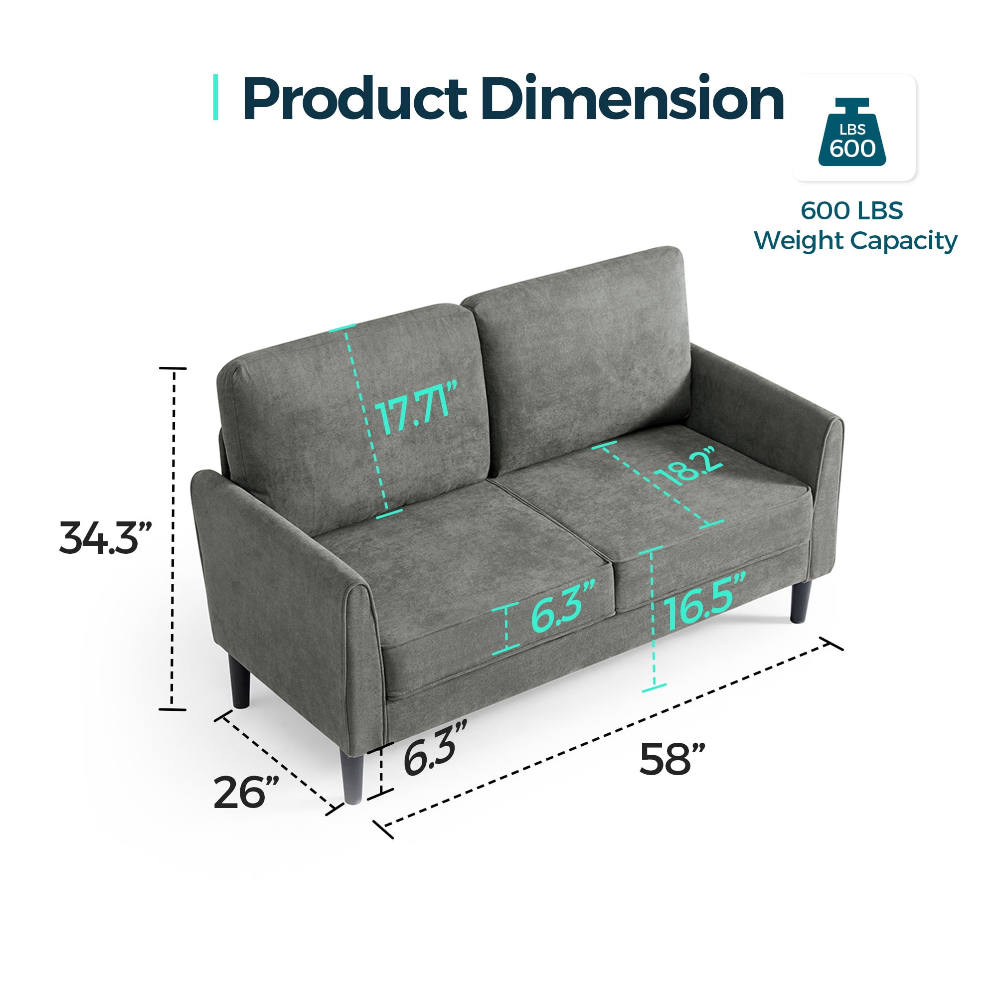 Linsy Home 79''W Corduroy Loveseat Sofa Couch for Living Room, Bedroom, Apartment and Small Space, Easy Assembly, Green