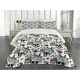 thumbnail image 3 of Ambesonne Gothic Quilted Bedspread Set 3 Pcs, Day of the Dead Skulls, Queen Size, Multicolor, 3 of 5