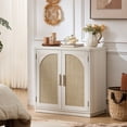 thumbnail image 5 of Leyaoyao Buffet Cabinet Sideboard with Rattan Doors, Farmhouse Storage Cabinet Coffee Bar for Dining Room Living Room Kitchen Entryway, Grey White, 5 of 10