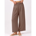thumbnail image 2 of Pantalones Palazzo ANRABESS para mujer, pierna ancha, cintura alta, color café, 2 of 6