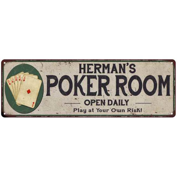 Herman's Poker Room Gift 6x18 Metal Sign Game Decor 206180048212
