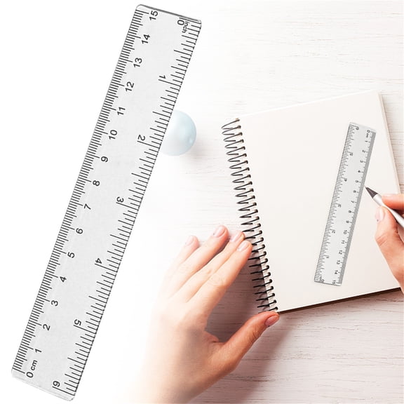 6 Inch Plastic Ruler Double Scale, Clear Straight Edge Measuring Tool with Inch and Centimeter Markings, Durable Transparent Ruler for Drawing, Office, Home, Design and Daily Measurement Tasks