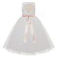 thumbnail image 2 of Ekidsbridal Girl Wedding Flower Girl Dress - Ivory Heart Cutout Floral Lace with Rhinestone Sash 172R3-A (Size: 2-14), 2 of 3