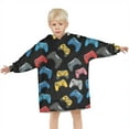 thumbnail image 3 of Multicolor Controllers Games Icons Black Pattern Blanket Hoodies for Kids 6-13YR Oversize Wearable Blanket Hoodies for Boys Girls Teens, 3 of 7