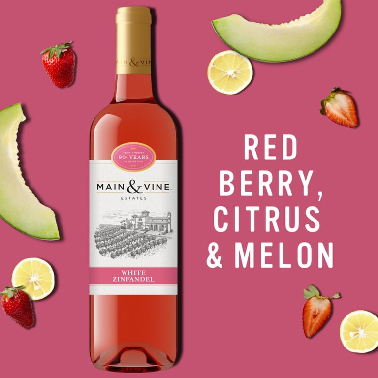 Main and Vine, White Zinfandel Pink Wine, 750ml, 10% ABV - Walmart.com