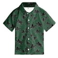 thumbnail image 3 of FAOWME Child Beach Leisure Loose Comfortable Trendy Comfortable Boys Collar Button Open Shirt Short Sleeve Shirt Green 6-7 Years, 3 of 3