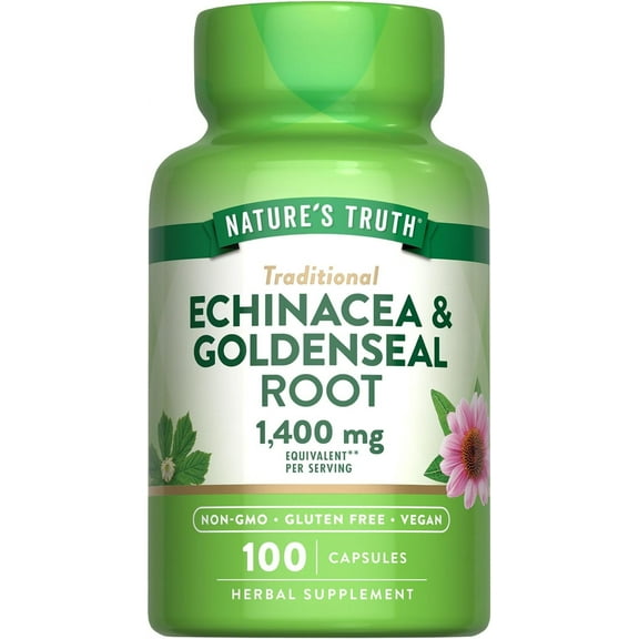 Echinacea Goldenseal Capsules | 900mg | 100 Count | Vegan, Non-GMO & Gluten Free | by Nature's Truth