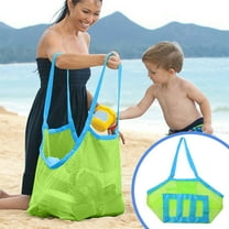 Large Capacity Mesh Beach Bag | Breathable Sand & Water Resistant Outdoor Tote | Kids Beach Toy Storage Bag for Pool, Swim & Boating | Blue, Green, Orange