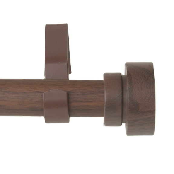 1 inch Brett Faux Wood Curtain Rod 120-170" - Dark Walnut