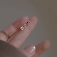 thumbnail image 3 of Pendiente de amor esmaltado con diamantes huecos, tres piezas, para mujer, sencillo, mini, pequeño, para oreja, 3 of 6