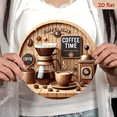 thumbnail image 5 of 2D Flat, Coffee Time Imitation Wooden Kitchen Decor, 8" Round Aluminum Wall Art Sign, Metal Signs, Wall Decor For Kitchen, Door, Office, Coffee, Bedroom Decor, Best Gifts For Home, 5 of 6