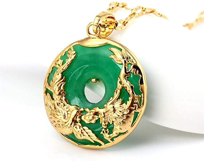 Green jade shop gold necklace