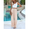 thumbnail image 5 of Womens Pants Elastic Waist Light-Weight Palazzo Pants for Women Casual Lounge Wide Leg Pants Woman Khaki L, 5 of 9