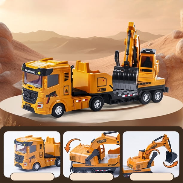 Serie de vehículos de ingeniería de aleación inercial para niños: excavadoras, camiones cisterna de hormigón, grúas y bulldozers de juguete. Autos de ingeniería de aleación.
